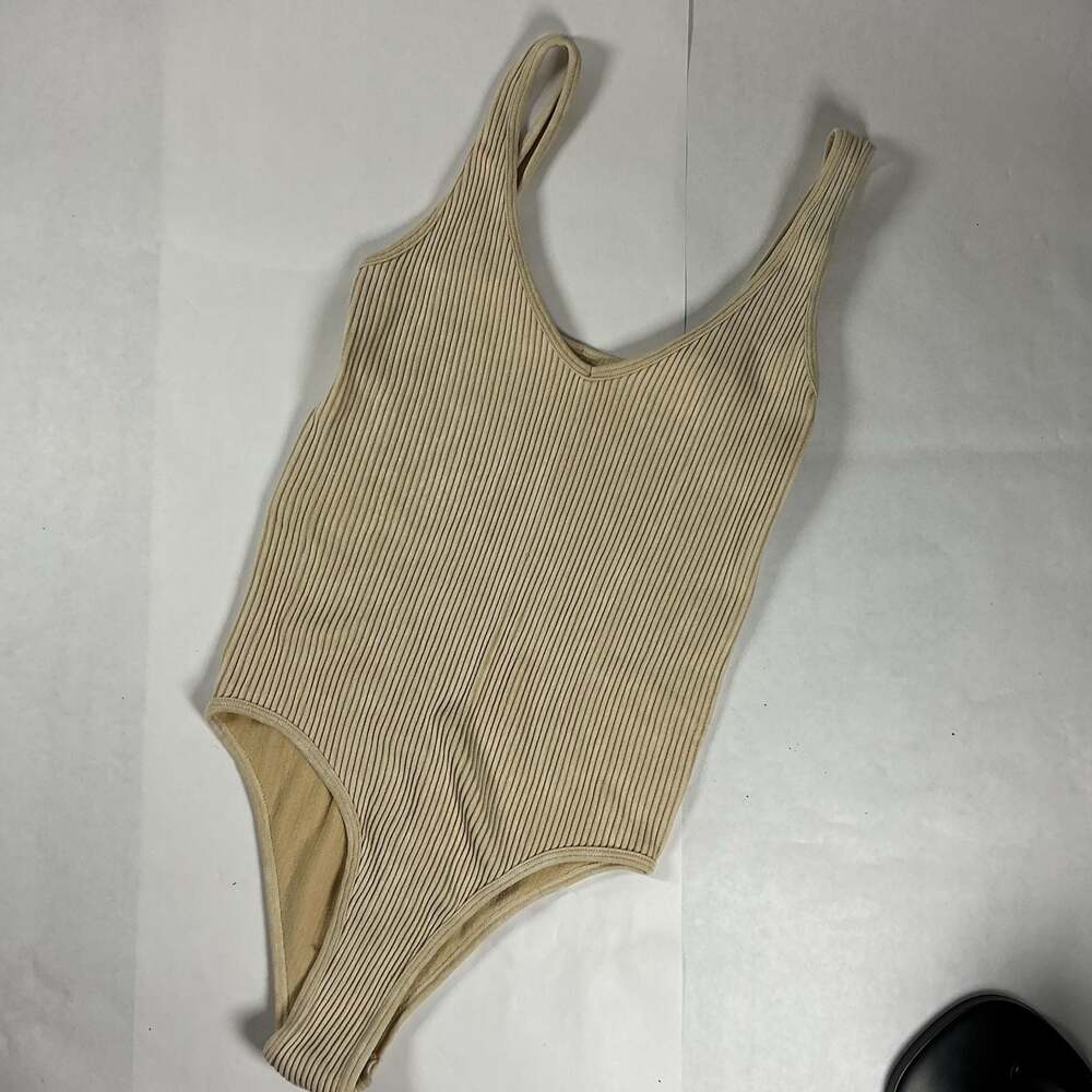 Aura Cream Nylon Ribbed Bodysuit